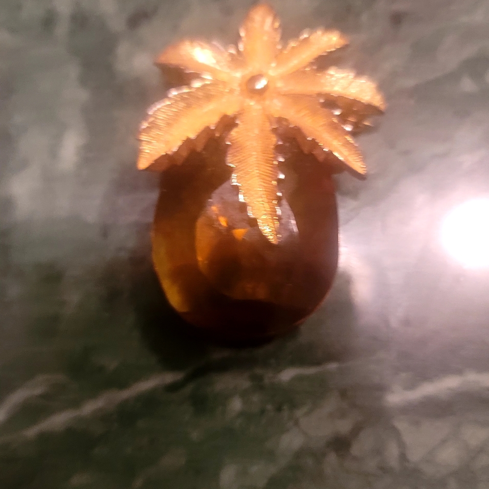 #0022-Sarah Coventry Gold and Brown Leaf Hair Accessory